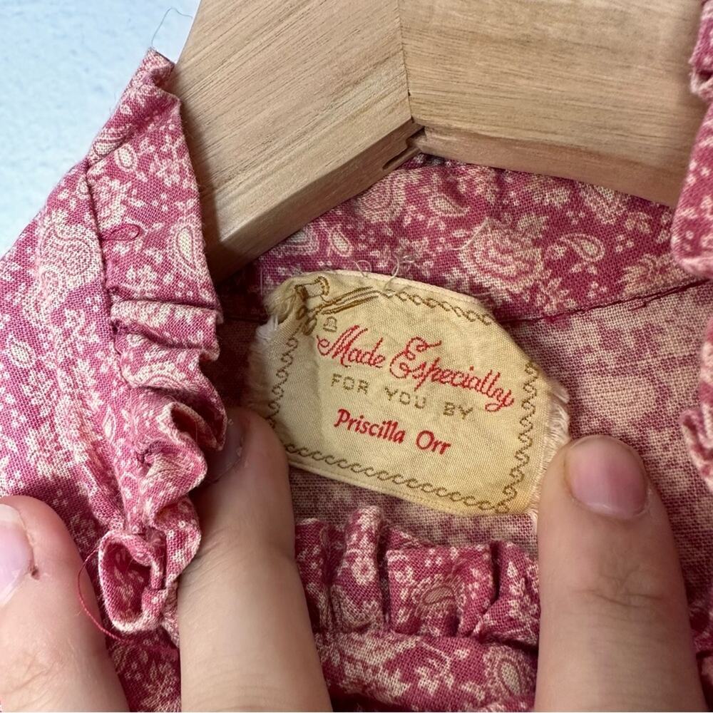 Vintage Priscilla Cottage Core Prairie Dress Pink Cottagecore Boho 1970s - Picture 6 of 11